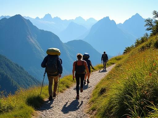Wanderer auf einem Bergpfad in Tirol